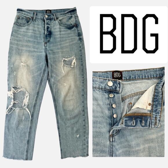 BDG Urban Outfitters Jeans Distress Rip Light High Rise Straight Women Size 29 - Picture 2 of 14